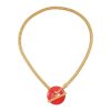 Goldtone Pink Candy Stone Snake Chain Necklace