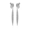 Silvertone Glass Stone Pave Drop Clip On Earrings